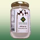 Cold pressed coconut oil bottle by Green Fields Oils
